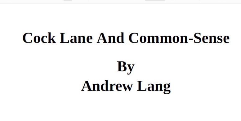 Cock Lane And Common Sense Pdf Free Download Booksfree 3992