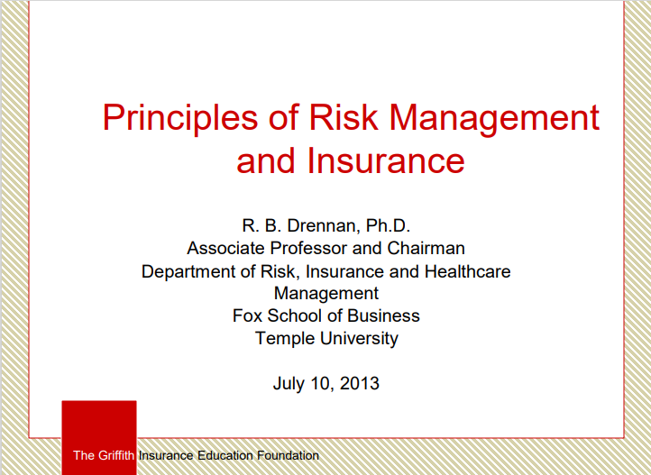 Principles Of Risk Management And Insurance by R B Drennan pdf free ...