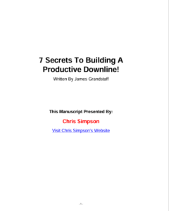 7 Secrets To Building A Productive Downline by Chris Simpson ris pdf free download